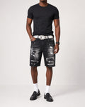 Short jeans noir peinture blanche