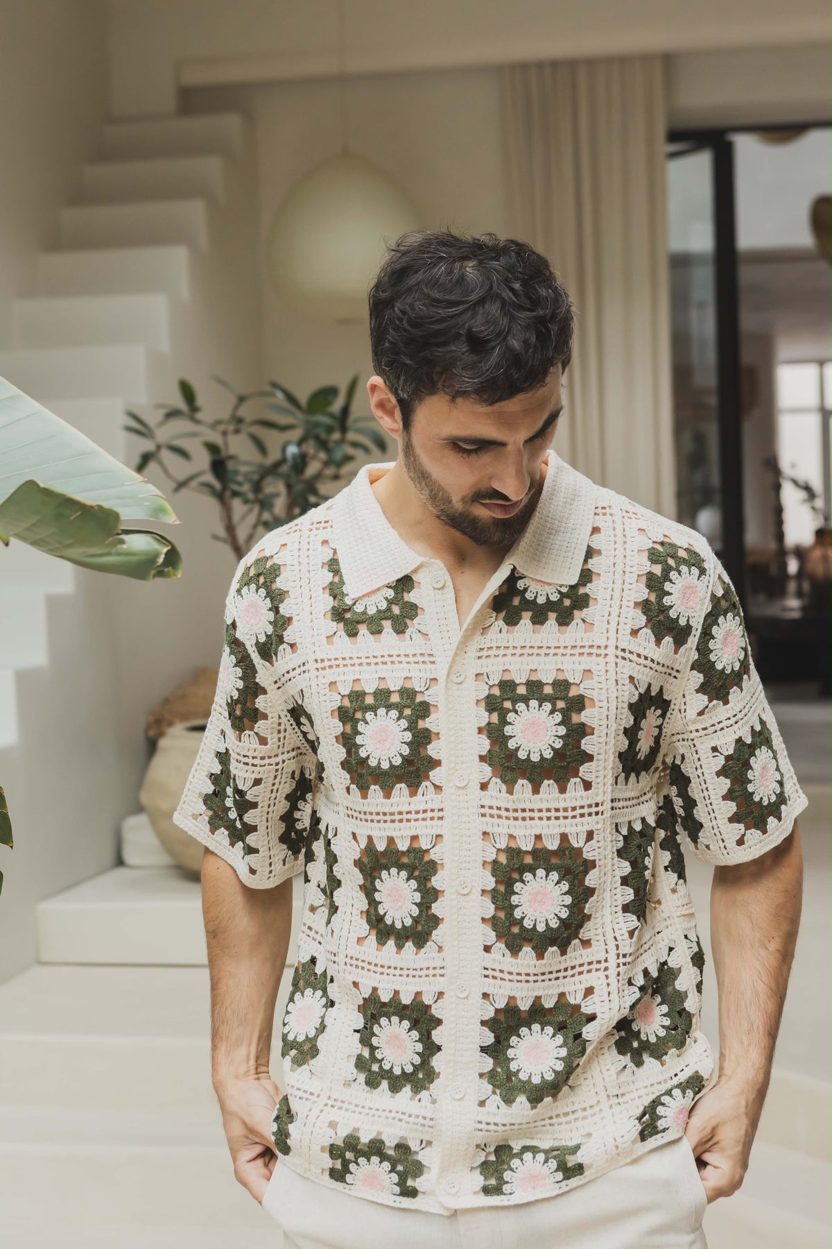 Chemise crochet motifs carrés