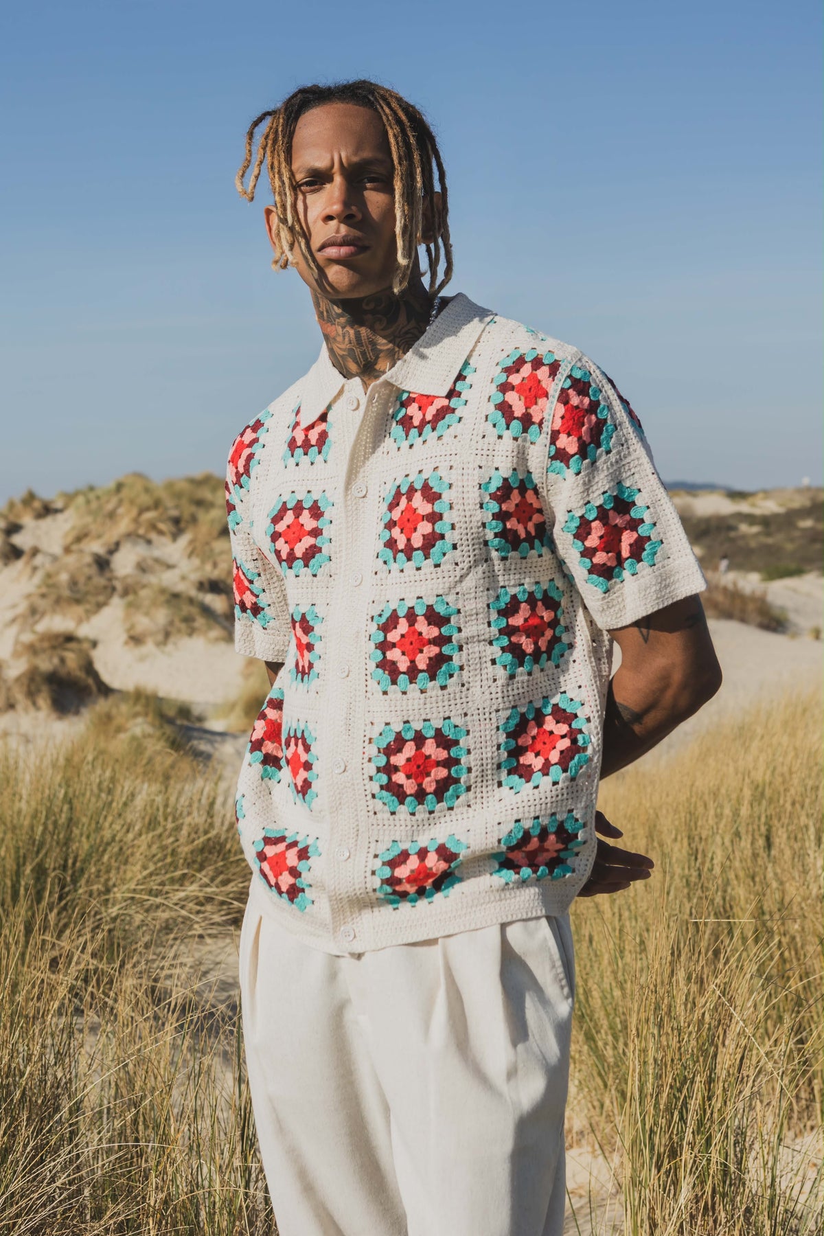 Chemise crochet motifs carrés