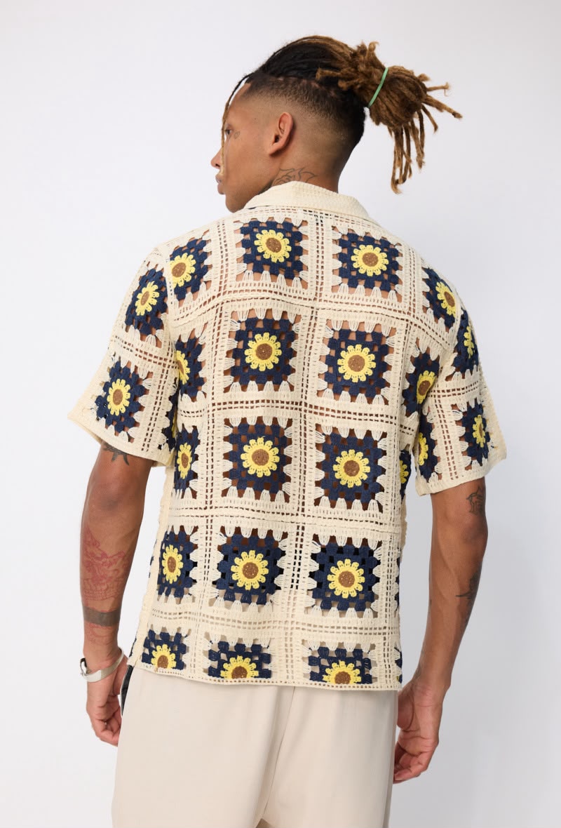 Chemise crochet motifs carrés