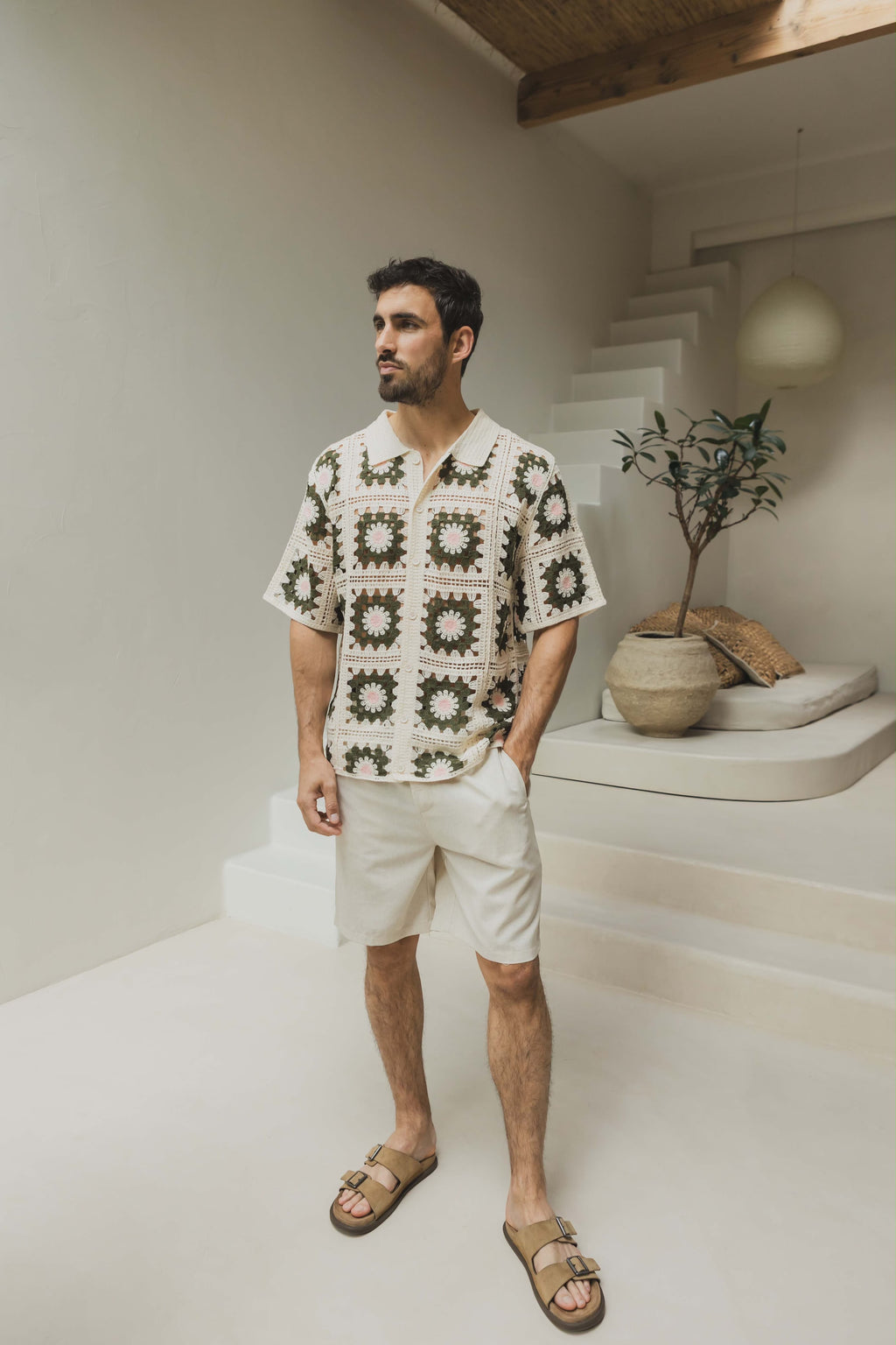 Chemise crochet motifs carrés