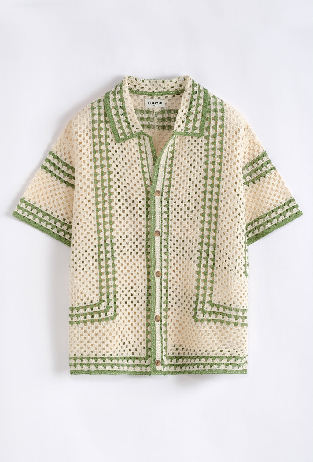 Chemise crochet motifs grand carrés