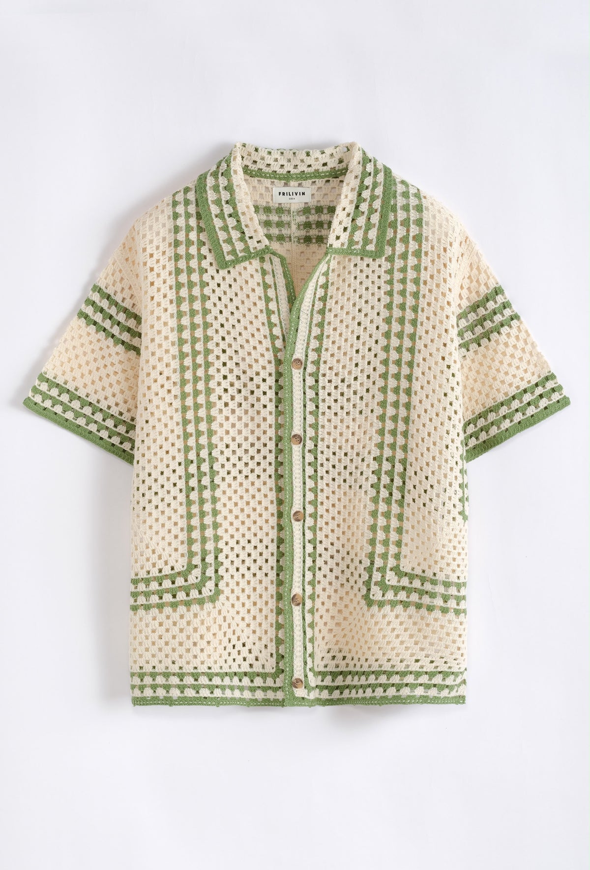 Chemise crochet motifs grand carrés