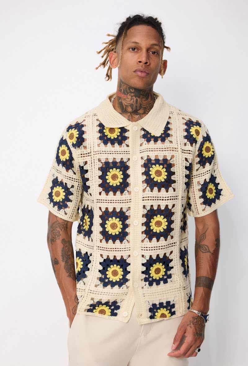 Chemise crochet motifs carrés