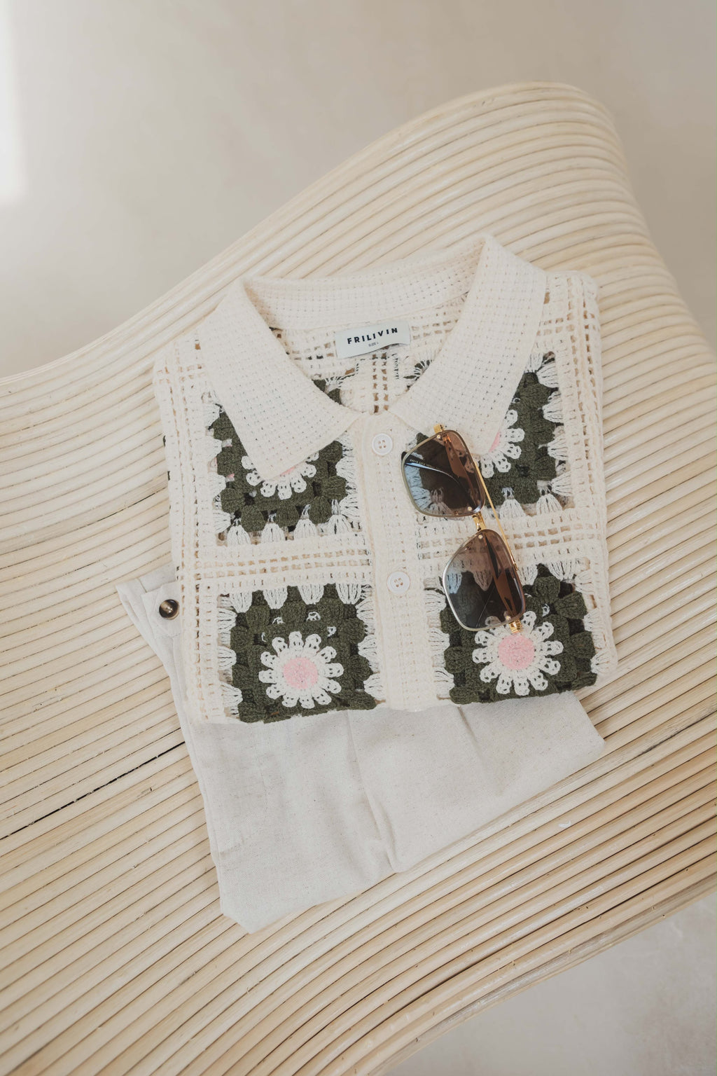 Chemise crochet motifs carrés