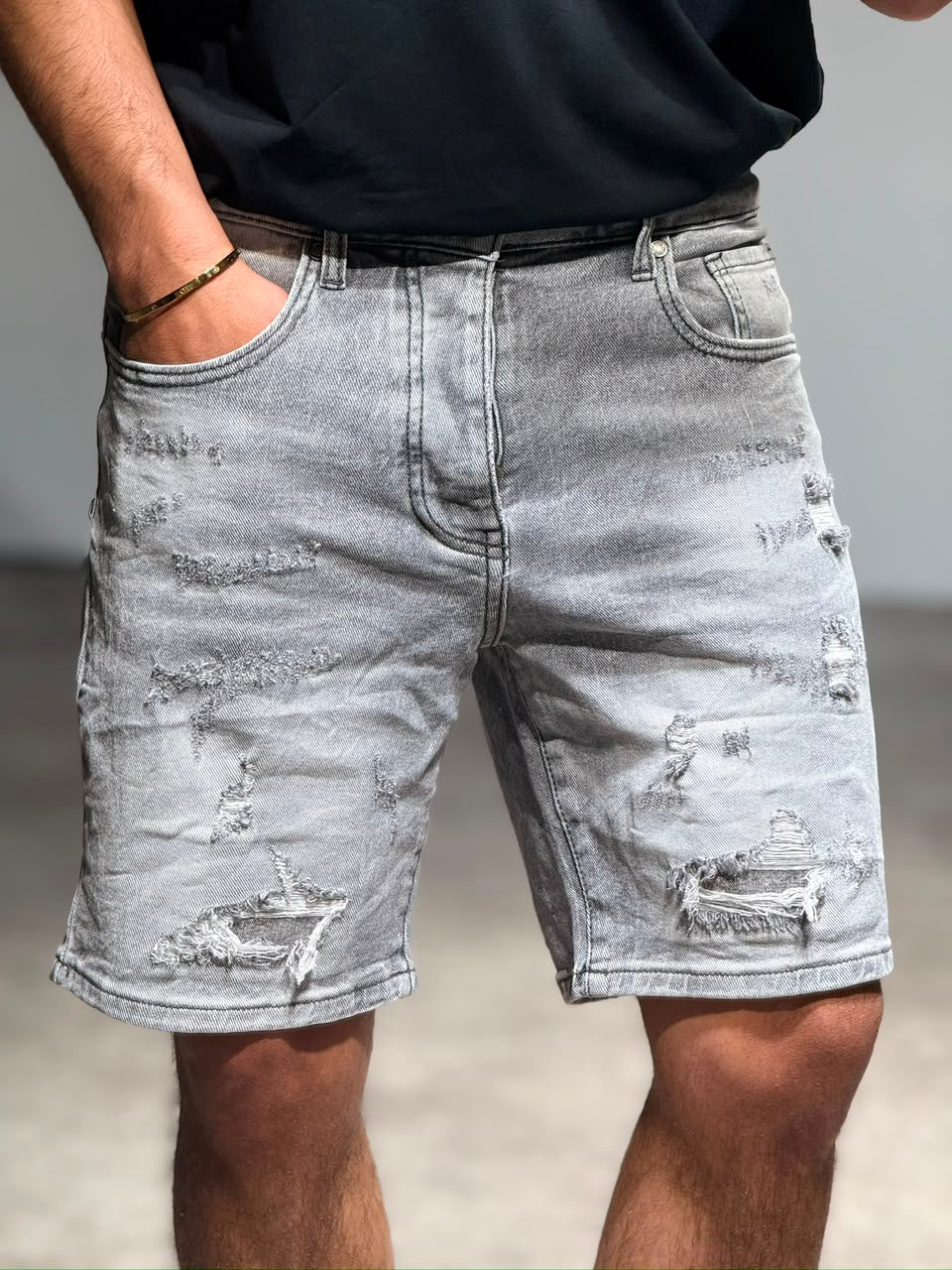 Shorts jeans gris clair