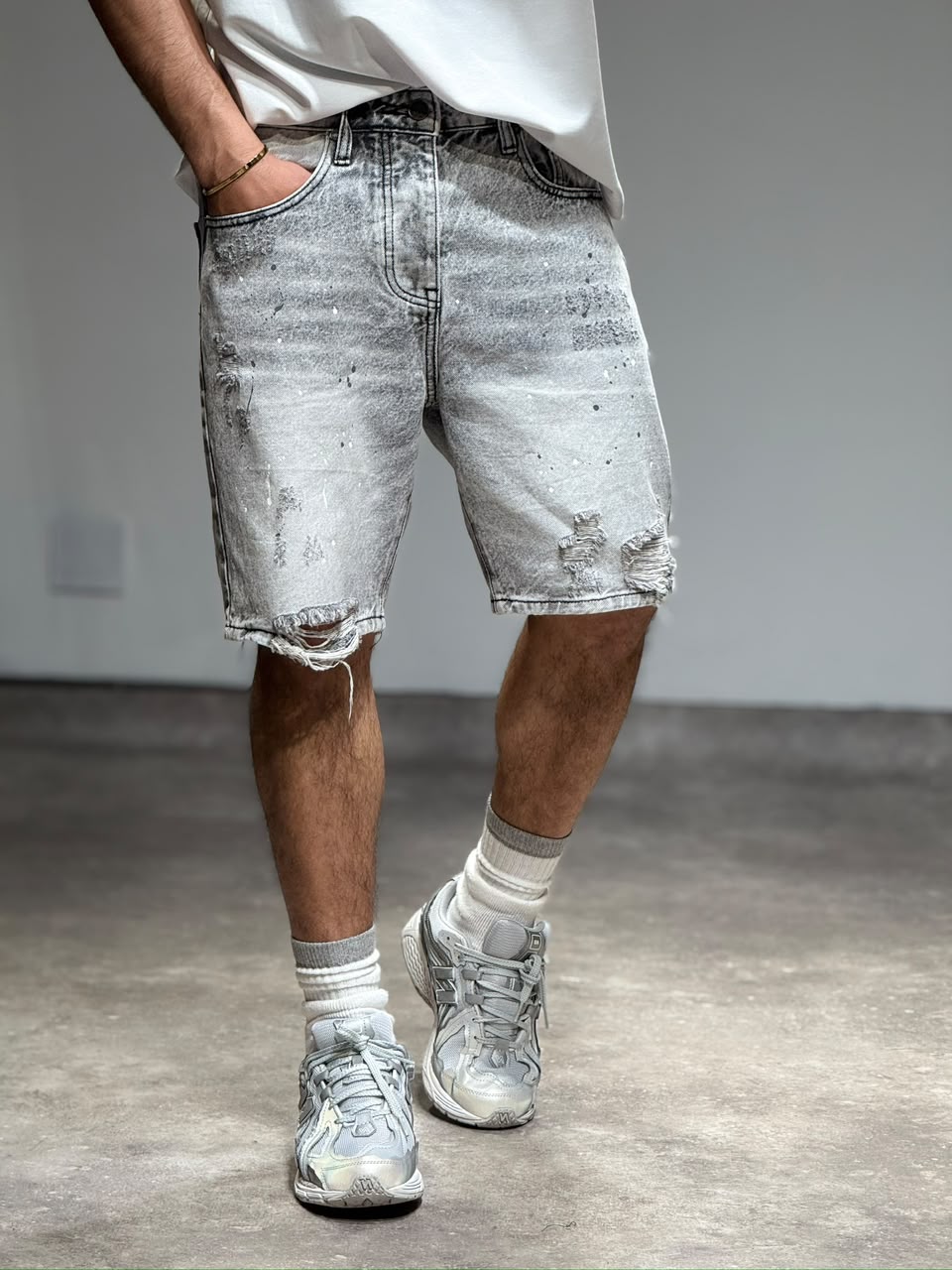 Short jeans Gris clair 2