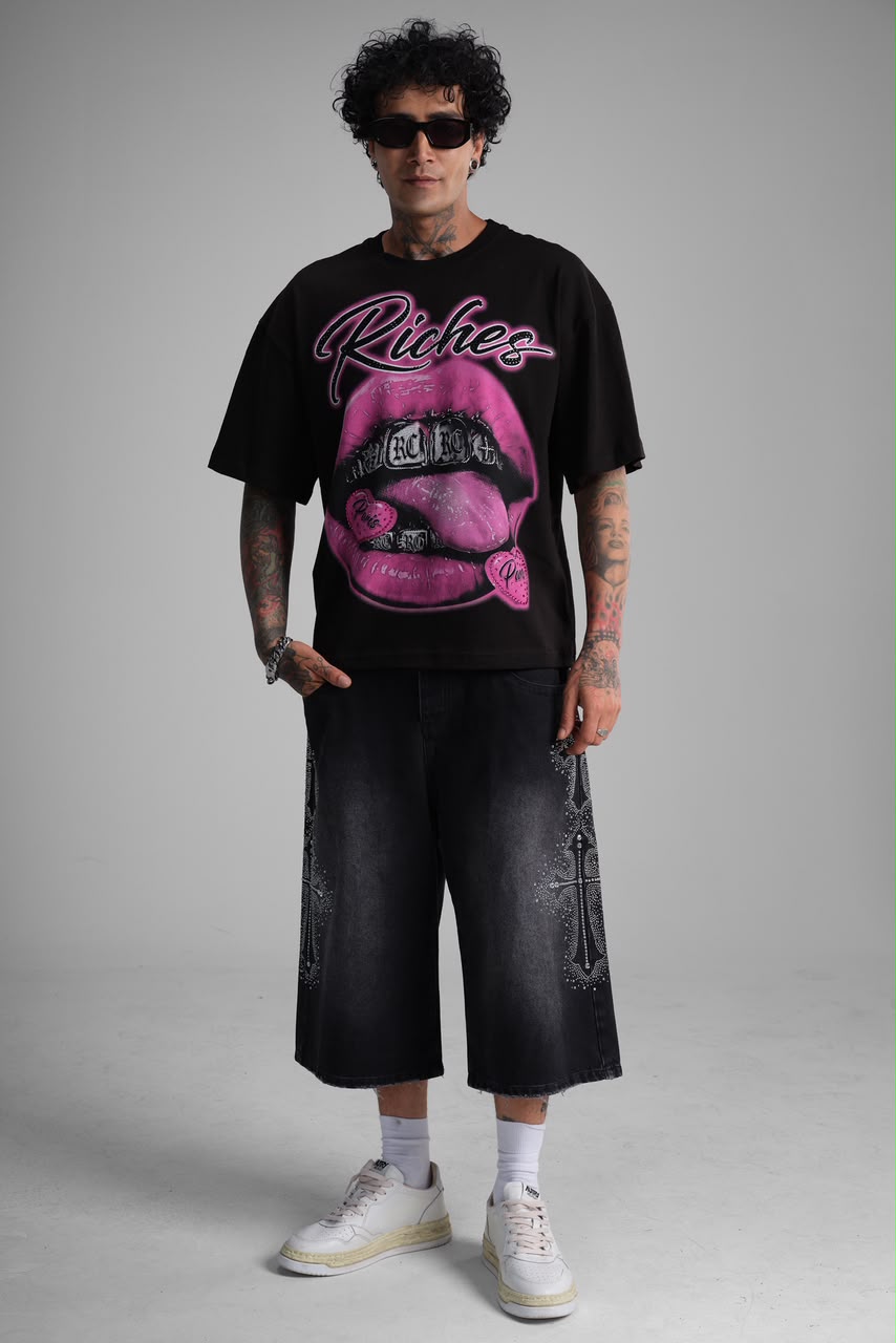 T-shirt oversize Riches rose