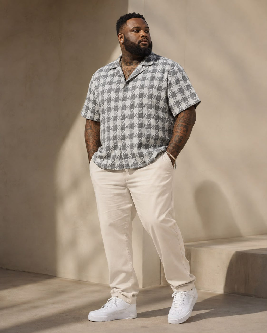 Chemise a carreaux Gris/Beige