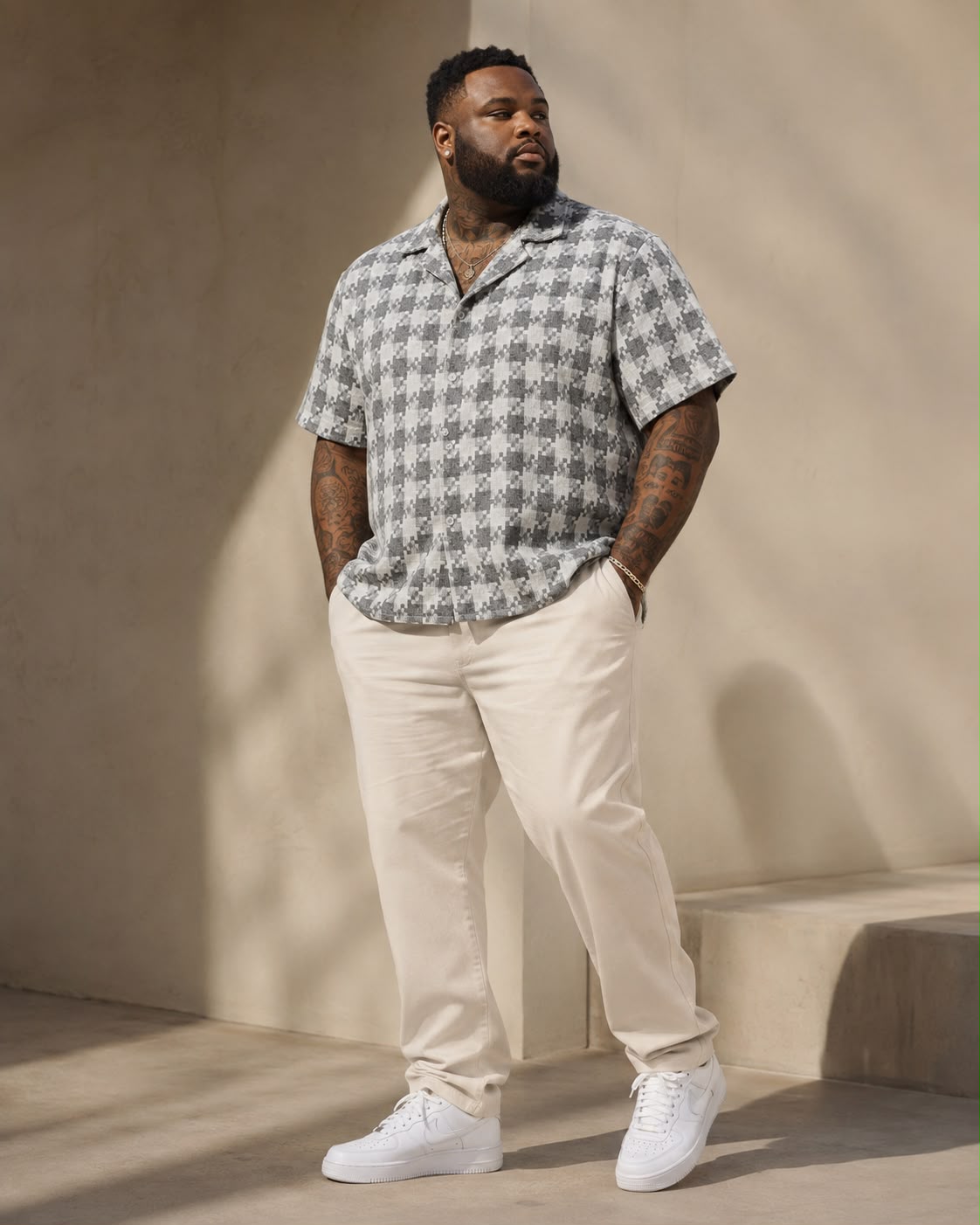 Chemise a carreaux Gris/Beige