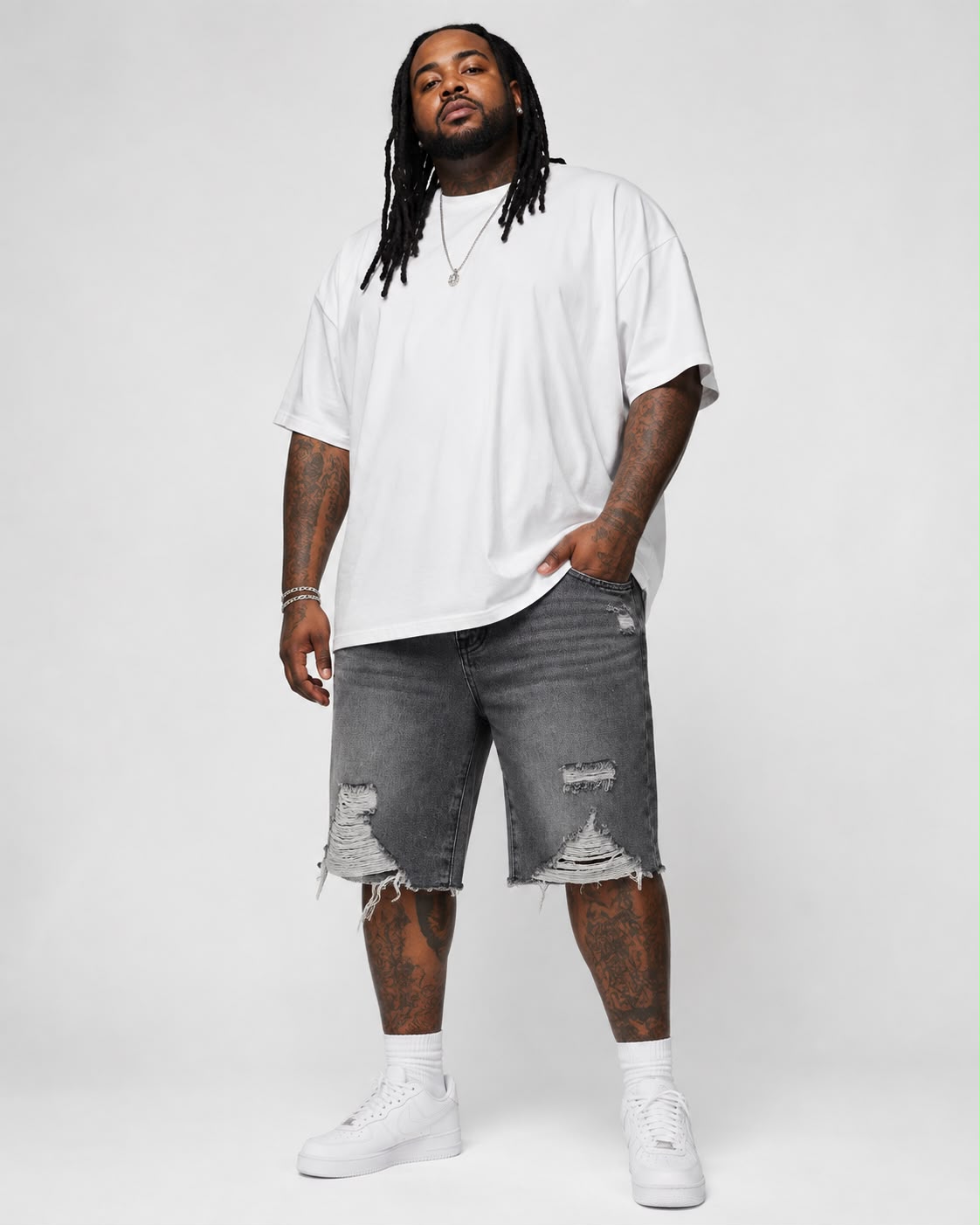 Short jeans gris
