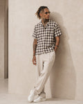 Chemise a carreaux marron foncé/beige